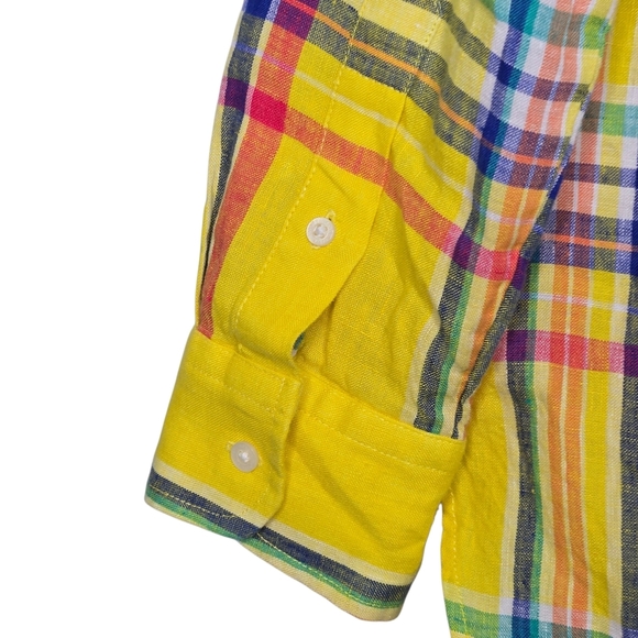 Ralph Lauren LRL Black Label Womens Linen Yellow Plaid Tunic Popover Top Medium - Picture 3 of 12